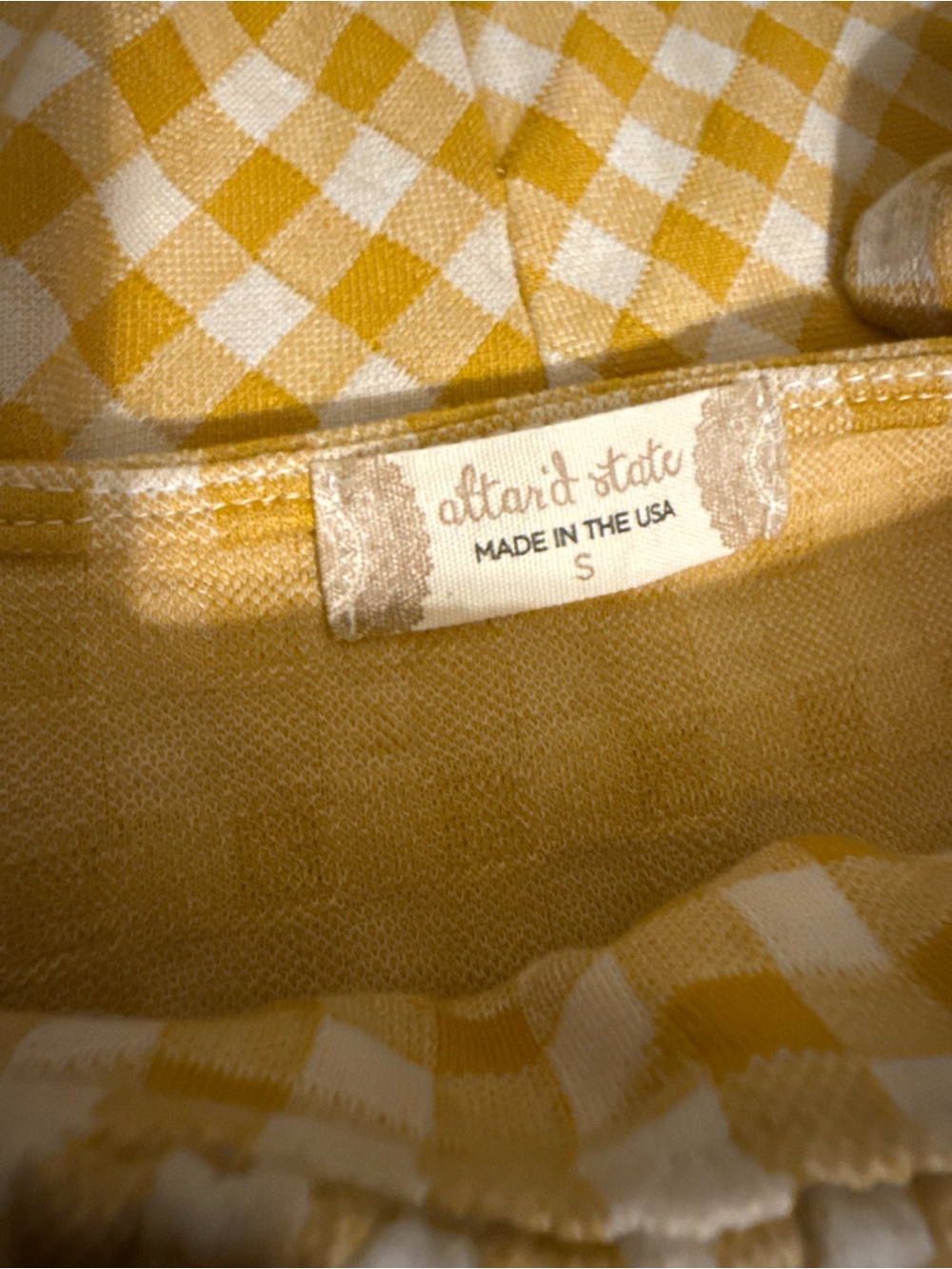 NWT Altar'd State Yellow Gingham Two Piece Set Crop Top Mini Skirt Co-Ord S - Picture 4 of 16
